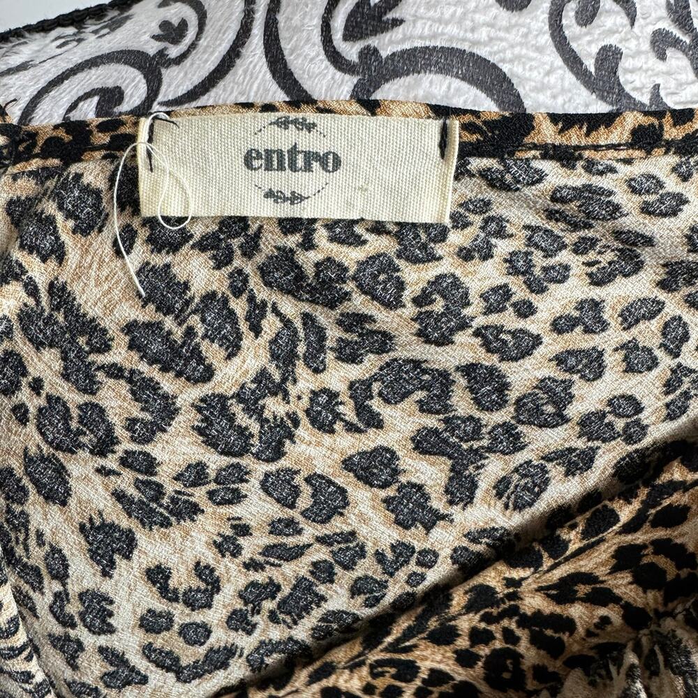 Entro Cheetah Print Ruffle Sleeve V-Neck Blouse Top Women’s Large Animal Print - Picture 9 of 10